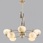 Люстра подвесная с 8-ю шарообразными плафонами из белого стекла с подвесками из камня и кисточками Agatelle варинант исполнения - 4 | Loft Concept в Перми