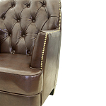 Кресло кожаное c мягкими подлокотниками на 4-х деревянных ножках из массива березы Joseph Armchair brown варинант исполнения - 3 | Loft Concept в Перми