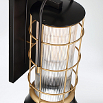 Настенный фонарь цилиндрической формы с рифленым стеклом в золотом каркасе на черном прямоугольном основании Eurofase варинант исполнения - 4 | Loft Concept в Перми