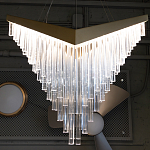 Люстра золотого цвета в форме галочки с каскадом длинных прозрачных трубок Eurofase варинант исполнения - 13 | Loft Concept в Перми