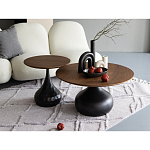 Столик журнальный с круглой деревянной столешницей на черном фактурном основании Bourgeon варинант исполнения - 5 | Loft Concept в Перми