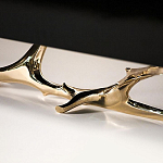 Дизайнерский комод чёрный глянцевый с основанием в виде золотых ветвей Meta Credenza  варинант исполнения - 2 | Loft Concept в Перми