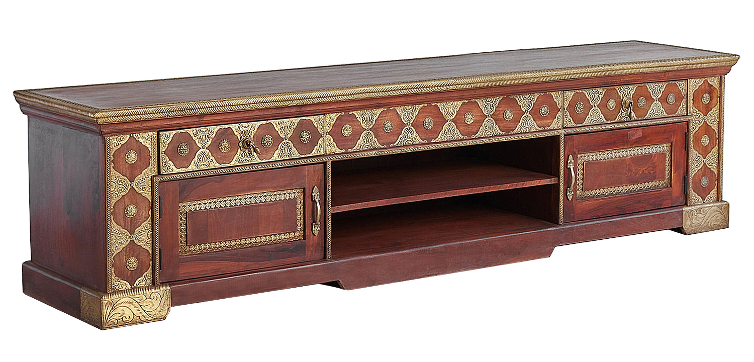 ТВ-тумба с латунной чеканкой Tejas Indian Inlaid TV Stand ТВ-тумба с латунной чеканкой Tejas Indian Inlaid TV Stand - Loft-Concept в Перми