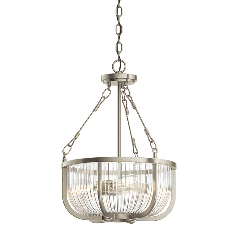 Люстра подвесная с чашеобразным плафоном из прозрачных стеклянных прутьев Kichler Никель Прозрачный Латунь в Перми | Loft Concept 