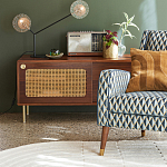 ТВ-тумба из ореха с плетеным декором Eland Wooden Wicker TV Stand варинант исполнения - 3 | Loft Concept в Перми