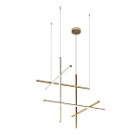 Люстра с 6-ю  пересекающимися цилиндрическими плафонами на тонких тросах Trumpet tube варинант исполнения - 2 | Loft Concept в Перми