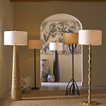 Торшер с фактурным массивным корпусом и тканевым цилиндрическим абажуром Textured Monolith варинант исполнения - 5 | Loft Concept в Перми