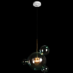 Подвесной светильник с прозрачными бирюзовыми стеклянными шарами и золотыми деталями Диаметр 43 Giopato & Coombes варинант исполнения - 2 | Loft Concept в Перми