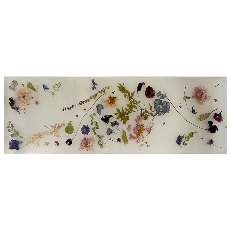 Поднос для ванны из эпоксидной смолы с цветами белая Epoxy Resin Flowers Bath Tray White Белый Мульти в Перми | Loft Concept 