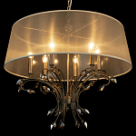Люстра подвесная круглая с тканевым полупрозрачным абажуром и подвесками 6 ламп Gilded Elegance варинант исполнения - 5 | Loft Concept в Перми