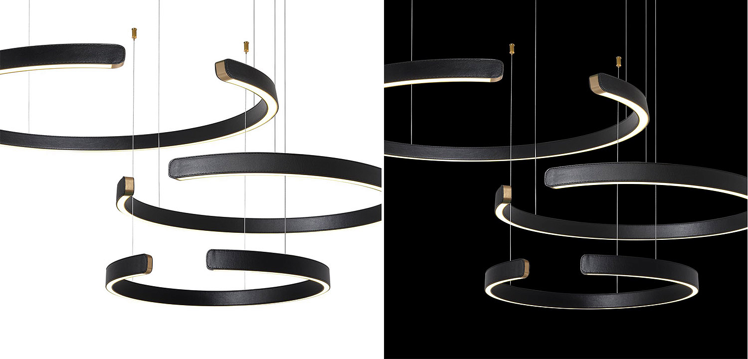 Люстра Half Ring 3 black leather Люстра Half Ring 3 black leather - Loft-Concept в Перми