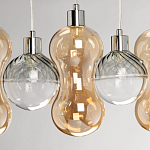 Люстра с 3-мя плафонами волнообразной формы цвета янтарь и 2-мя прозрачными шарообразными плафонами Lucid Rain  варинант исполнения - 7 | Loft Concept в Перми