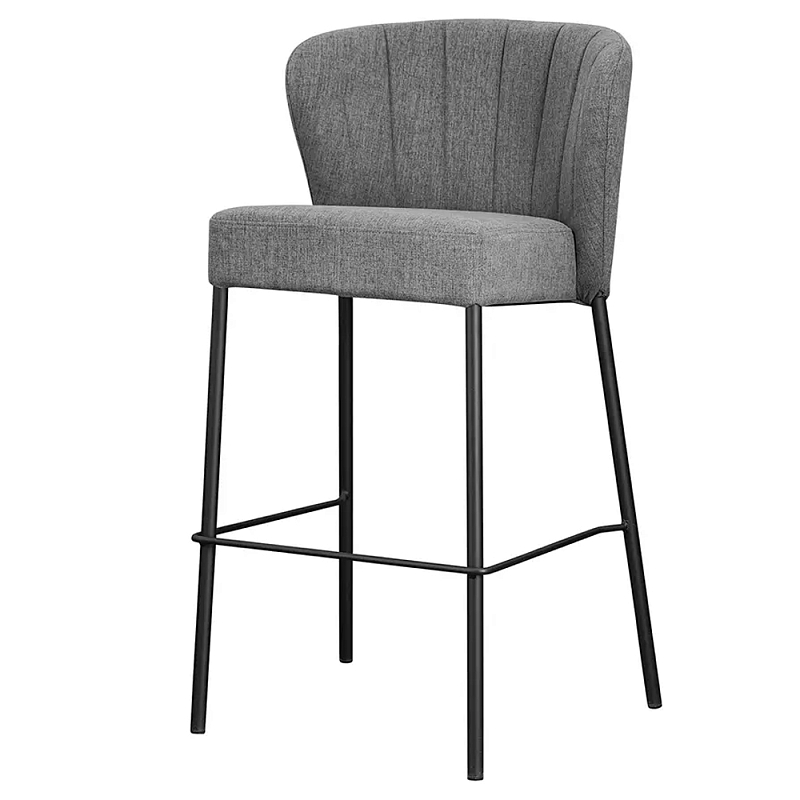 Стул барный серый с широкой закругленной спинкой Bar Chair Gray Серый в Перми | Loft Concept 