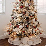 Заснеженная Новогодняя Ель с золотыми листьями и цветами в комплекте варинант исполнения - 3 | Loft Concept в Перми