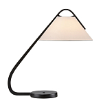 Настольная лампа с черным каркасом и белым тканевым абажуром в форме конуса Stylish Solution варинант исполнения - 3 | Loft Concept в Перми