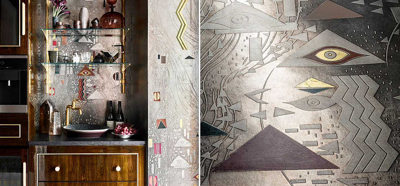 Обои ручная роспись Klimt Polished Silver bas relief gilded paper Обои ручная роспись Klimt Polished Silver bas relief gilded paper - Loft-Concept в Перми