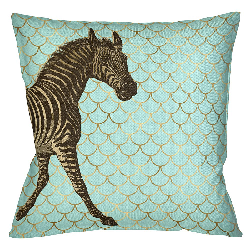 Подушка Safari light blue zebra Бирюзовый Глянцевое золото Подушка Safari light blue zebra Бирюзовый Глянцевое золото в Перми | Loft Concept