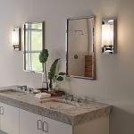 Бра для ванных комнат с цилиндрическим плафоном на прямоугольном зеркальном основании Feiss варинант исполнения - 2 | Loft Concept в Перми