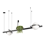 Подвесной светильник линейный с 2-мя шарообразными плафонами и цилиндрическим спотом Light of Еyes варинант исполнения - 8 | Loft Concept в Перми