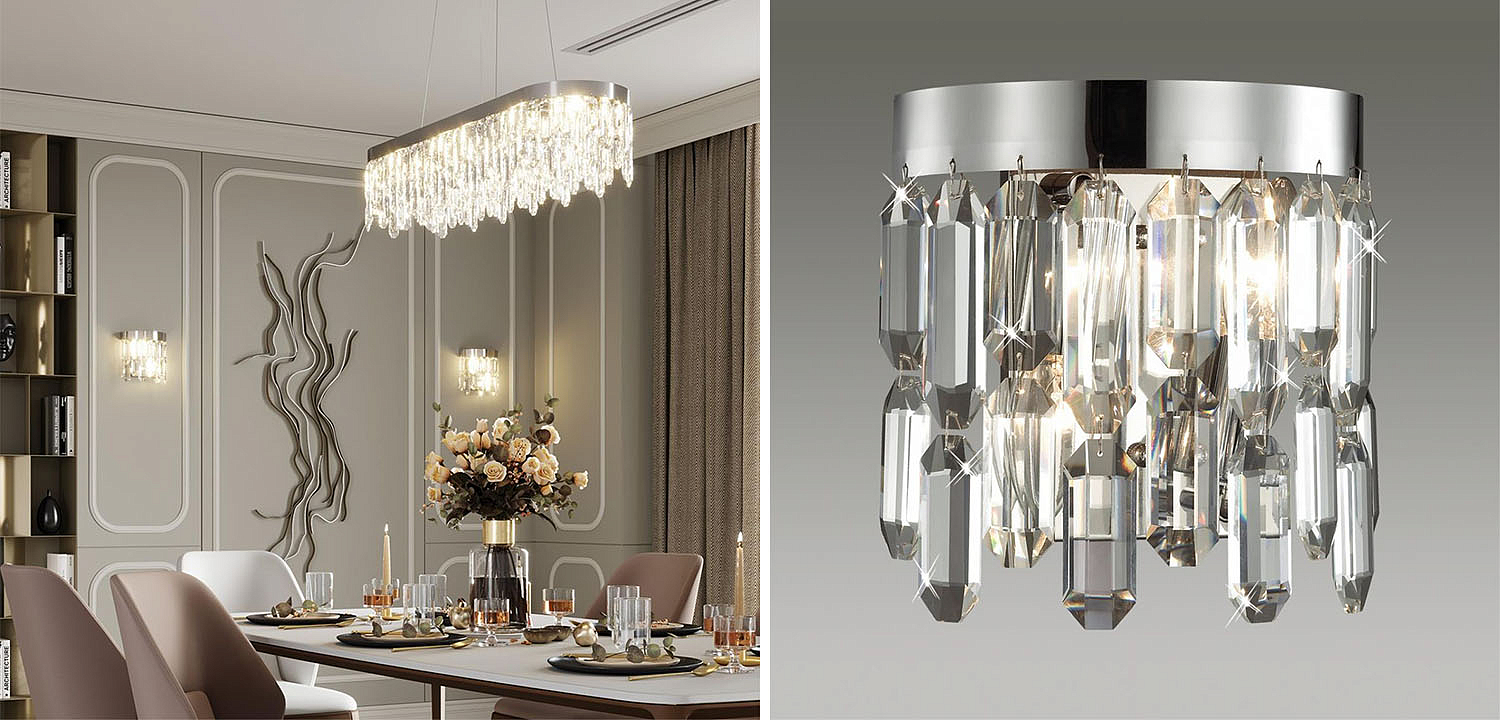 Бра Crystal Polyhedrons Wall Lamp Chrome Бра Crystal Polyhedrons Wall Lamp Chrome - Loft-Concept в Перми