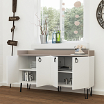 Комод белый с 4-мя дверцами и бежевой столешницей на металлических ножках DEA CONSOLE TABLE LIGHT MOCHA WHITE варинант исполнения - 2 | Loft Concept в Перми