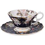 Чайный набор из фарфора темно-синий с рисунком цветов на 6 персон 12 предметов 280 мл Garden Whisper Porcelain Set  варинант исполнения - 5 | Loft Concept в Перми
