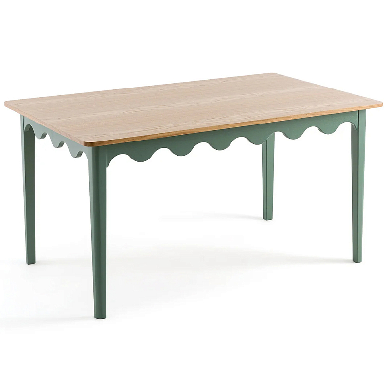 Деревянный обеденный стол Wavy Wooden Dining Table Green Зеленый Древесина Деревянный обеденный стол Wavy Wooden Dining Table Green Зеленый Древесина в Перми | Loft Concept