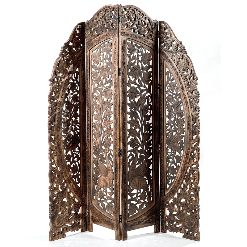 Ширма с  орнаментом ручная резьба Indian Antique Furniture Коричневый в Перми | Loft Concept 
