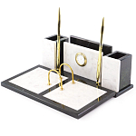 Настольный письменный набор из белого мрамора с часами Marble Accessory варинант исполнения - 2 | Loft Concept в Перми