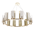 Люстра подвесная круглая с прямоугольными мраморными и золотистыми панелями на металлическом каркасе Диаметр 118 см Marble square Chandelier варинант исполнения - 2 | Loft Concept в Перми