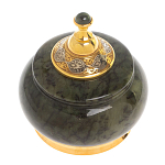 Икорница с крышкой с гравировкой из натурального камня Нефрит Decorative Cavair Dishes варинант исполнения - 6 | Loft Concept в Перми