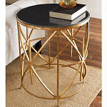 Приставной стол с металлическим золотым  основанием и чёрной столешницей Paradigm варинант исполнения - 1 | Loft Concept в Перми