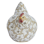 Статуэтка курица с резными белыми цветами на бежевой фактурной поверхности Rustic Chicken варинант исполнения - 1 | Loft Concept в Перми