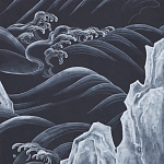 Обои ручная роспись Matsushima Waves Roka on Edo Night painted silk варинант исполнения - 1 | Loft Concept в Перми