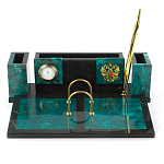 Настольный письменный набор из змеевика с часами и календарницей Successful Leader варинант исполнения - 1 | Loft Concept в Перми