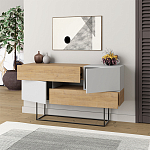 Комод c 2-мя белыми дверцами и 2-мя выдвижными ящиками цвета древесины EROS CONSOLE OAK WHITE варинант исполнения - 2 | Loft Concept в Перми