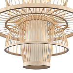 Подвесной светильник фигурный из деревянных прутьев с плафоном из натуральной ткани Light Inside the Cell варинант исполнения - 5 | Loft Concept в Перми