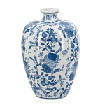 Ваза фарфоровая с узким горлышком и синими цветочными мотивами Independence варинант исполнения - 2 | Loft Concept в Перми