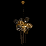 Люстра подвесная со стеклянными плафонами из дымчатого и золотистого с шестью вертикальными подвесками Gilded Mirage  варинант исполнения - 3 | Loft Concept в Перми