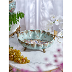 Чаша из голубого фарфора на бронзовых ножках с рисунком цветов и фигурками стрекоз Blue Garden варинант исполнения - 3 | Loft Concept в Перми