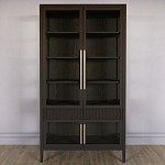 Витрина Primo со стеклянными фасадами и 2 ящиками Темный орех варинант исполнения - 1 | Loft Concept в Перми