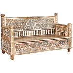 Скамья с резным декором из массива манго Grey Mango Collection Bench M варинант исполнения - 1 | Loft Concept в Перми