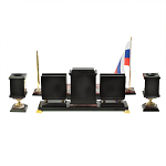 Настольный письменный набор из креноида и змеевика на бронзовых ножках Marble Accessory варинант исполнения - 4 | Loft Concept в Перми