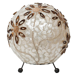 Настольная лампа из перламутра на металлическом каркасе Indonesian Ball варинант исполнения - 3 | Loft Concept в Перми