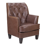 Кресло из натуральной кожи c мягкими подлокотниками на 4-х деревянных ножках из массива бука Joseph Armchair brown варинант исполнения - 1 | Loft Concept в Перми