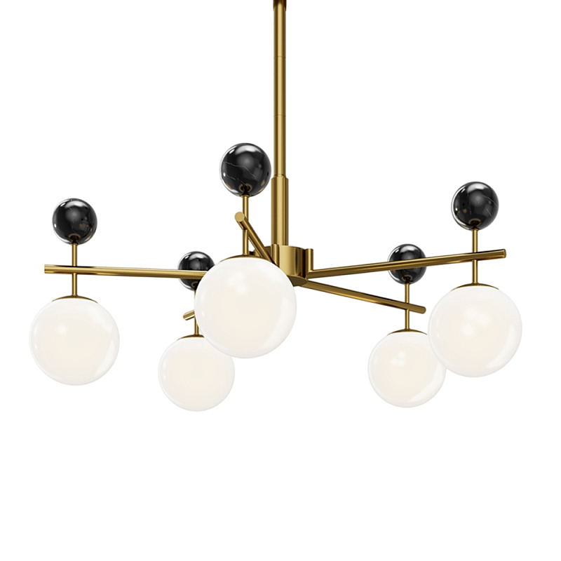 Люстра подвесная Museo G9 Латунь Черный Молочный в Перми | Loft Concept 
