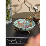 Блюдо из голубого фарфора с бронзовой птичкой Blue Garden варинант исполнения - 4 | Loft Concept в Перми