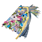 Ковер разноцветный из джинсовой одежды и армейских палаток Upcycling варинант исполнения - 1 | Loft Concept в Перми