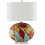 Настольная лампа разноцветная с овальным тканевым абажуром Abstraction варинант исполнения - 4 | Loft Concept в Перми