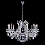 Люстра подвесная с 12-ю лампочками и прозрачными хрустальными подвесками на хромированном основании Crystal lamps варинант исполнения - 2 | Loft Concept в Перми